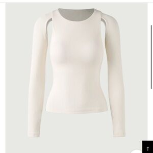 OGL Cream Long Sleeve Cutout Shoulder Top